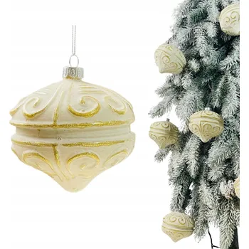 Vánoční dekorace KRÉMOVÁ VÁNOČNÍ KOULE NA VÁNOČNÍ STROMEČEK VELKÉ BUBLINY VÁNOČNÍ BAŇKY 10 CM