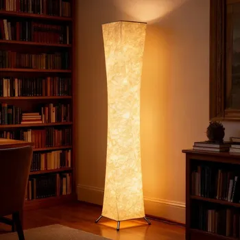 Stojací lampa Stmívatelná stojací LED lampa se stínítkem s papírovým vzhledem | bílá