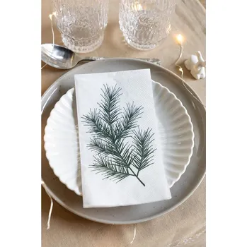 Papírový kapesník STOREFACTORY Papírové ubrousky GRANKVIST 11x21cm 16ks bílé/dekor větvička