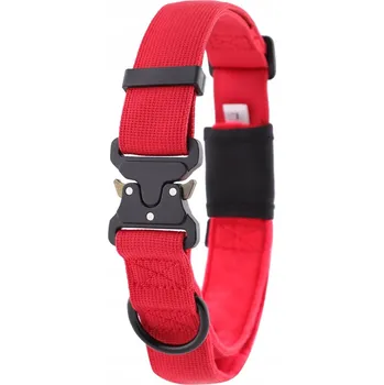 Obojek pro psa Široký obojek pro velkého psa, ODOLNÝ s úchytem, červený HUGGY DOGGY Alpha L