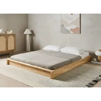 Ložnice Postel světle hnědá 160 x 200 cm bez čela minimalistický design nízká moderní Beliani