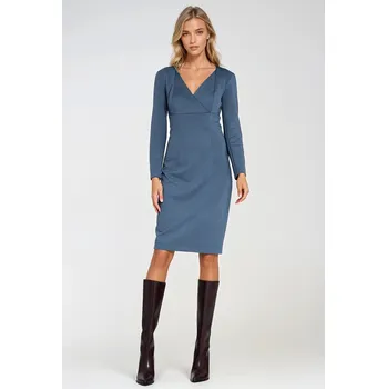 Dámské šaty Nife Šaty s zavinovacím výstřihem S276 Barva: Modrá, Velikost: M