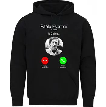 Pánská mikina Pánská mikina Pablo Escobar volá Phone Call (Velikost: 5XL, Barva: Černá)