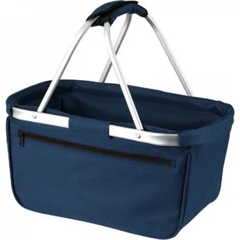Halfar Skládací nákupní košík s hliníkovým rámem a kapsou na zip Barva: modrá námořní, Velikost: 45 x 25 x 25 cm HF3939