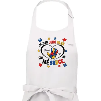 Kuchyňská zástěra Jsem jeho hlas - Ruka v srdci - Pánská zástěra na vaření - Univerzální velikost ( Bílá )
