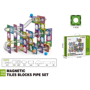 ostatní stavebnice Mamido Barevná magnetická stavebnice kuličková dráha 135 dílů MT1467