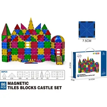 ostatní stavebnice Mamido Barevná magnetická stavebnice 86 dílů MT1475