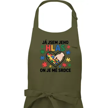 Kuchyňská zástěra Podané ruce - Já jsem jeho hlas - Pánská zástěra na vaření - Univerzální velikost ( Khaki )