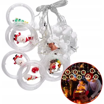 Vánoční dekorace SVĚTELNÝ ZÁVĚS VÁNOČNÍ S LED FIGURKAMI GIRLANDA NA OKNO VENKOVNÍ