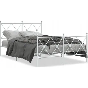 Postel Bílý kovový rám postele 196 x 125 x 90,5 cm s čelem