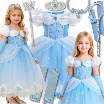 Karnevalový kostým ŠATY KOSTÝM POPELKA CINDERELLA PRINCEZNA KARNEVALOVÝ KOSTÝM VELIKOST 92 98