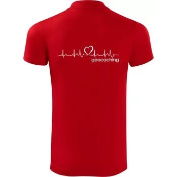 Pánská košile Moje srdce bije pro Geocaching -text - Polokošile Victory sportovní (dresovina) - L ( Červená )