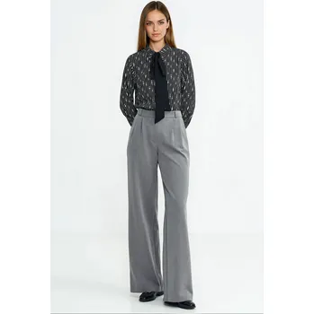 Dámské kalhoty Nife Široké kalhoty se sklady SD128 Barva: Šedá, Velikost: S