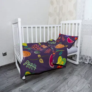 Povlečení Sablio Mikroplyšové dětské povlečení do postýlky Nakreslené květiny - 120x90 / 40x60