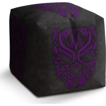 Taburet Sablio Taburet Cube BLACK PANTHER wakanda forever Fialový: 40x40x40 cm