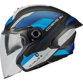 Helma na motorku MT Helmets Otevřená helma na motorku MT Cosmo SV Icarus B7 matná černo-modrá-šedá M