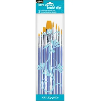 Umělecký štětec Sada štětců Pébéo 8ks kulaté a ploché