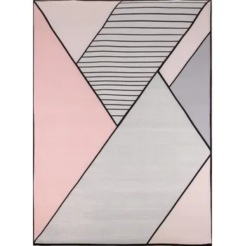 Koberec KOBEREC RŮŽOVÝ MĚKKÝ 160x220 CM DO POKOJE GEOMETRICKÝ PROTISKLUZOVÝ BCF