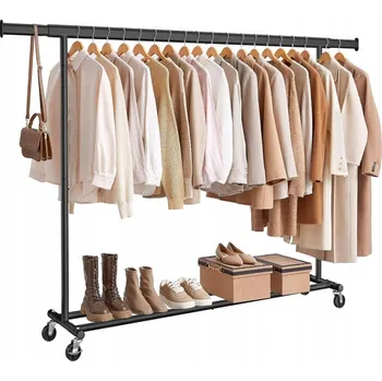 Věšák VĚŠÁK NA OBLEČENÍ NA KOLEČKÁCH ODOLNÝ ROBUSTNÍ VĚŠÁK VYSOUVACÍ TYČ