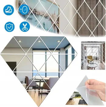 Zrcadlo 17x SAMOLEPICÍ ZRCADLOVÉ SAMOLEPKY ZRCADLO K NALEPENÍ OBKLADOVÉ DESKY NA ZEĎ - SADA