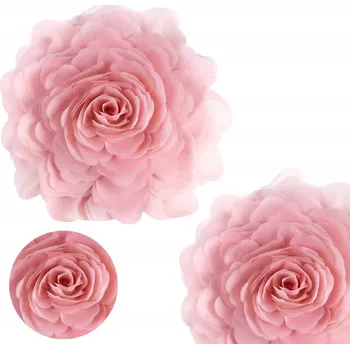 Polštář Dekorační Polštář průměr 40 cm pudrově růžová kulatá s 3D šifonovou květinou