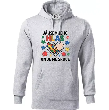 Pánská mikina Podané ruce - Já jsem jeho hlas - Mikina pánská Cape s kapucí - 4XL ( Světlešedý Melír )