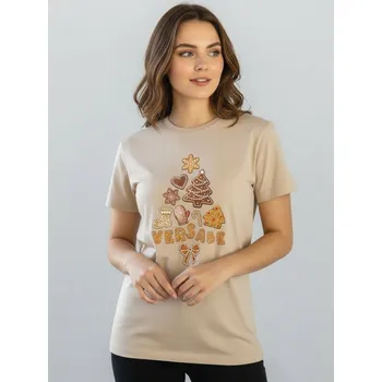 Dámské tričko Dámské vánoční tričko VSB PERNÍK krémové barvy, VELIKOST XS