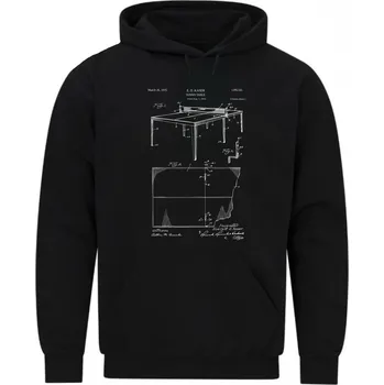 Pánská mikina Pánská mikina Stůl na Stolní Tenis Patent E. D. Kaser (Velikost: 5XL, Barva: Černá)