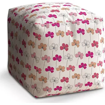 Taburet Sablio Taburet Cube Růžové kvítí: 40x40x40 cm
