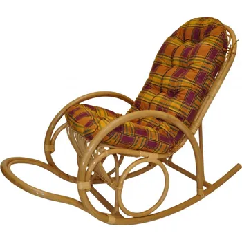 Křeslo Ratanové houpací křeslo Jenaira medové polstr okrová kostka