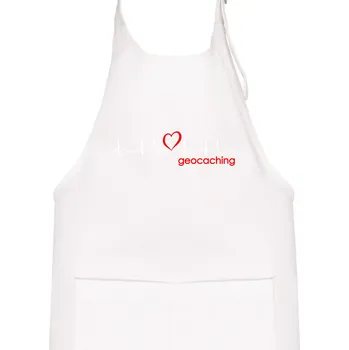 Kuchyňská zástěra Moje srdce bije pro Geocaching -text - Dětská zástěra na vaření - Univerzální velikost ( Bílá )