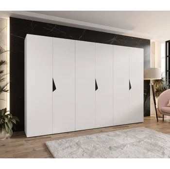 Šatní skříň Velká šatní skříň 300 cm AMARIS 1 - bílá / černé úchyty