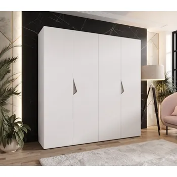 Šatní skříň Čtyřdveřová šatní skříň 200 cm AMARIS 1 - bílá / kašmírové úchyty