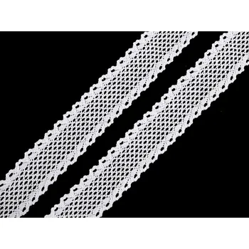 Krajka Bavlněná krajka / vsadka paličkovaná šíře 34 mm Varianta: 1 bílá, Balení: 13.5 m