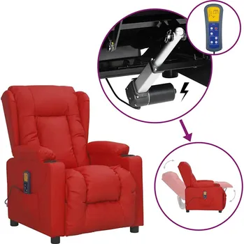 Masážní křeslo Zvedací masážní křeslo vínové umělá kůže Červená3093456