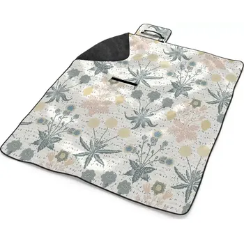 deka Sablio Plážová deka Šedé květiny: 200x140 cm