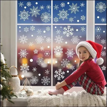 Vánoční dekorace VÁNOČNÍ NÁLEPKY OZDOBY NA OKNO, SKLO SNĚHOVÉ VLOČKY VLOČKY SNĚHU NA VÁNOCE