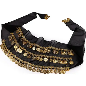 Šátek Shakira šátek penízkový monofilový 23x140 cm, střední, 2 černá zlatá