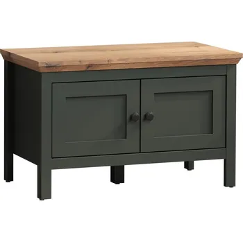 Botník Lavice/botník do předsíně STANTON (typ 2209-310-04) tmavě zelená/dub Evoke