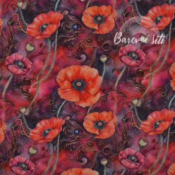 Teplákovina Makové květy (E) (Kvalitní teplákoviny z Holandska)