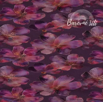 Teplákovina Květy na fialové (E) (Kvalitní teplákoviny z Holandska)