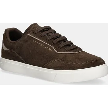 Dámská obuv Kožené tenisky Tommy Hilfiger CASUAL SUEDE SNEAKER FW0FW09050 hnědá 88X, EUR 36