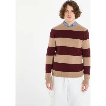 Pánský svetr Svetr Tommy Hilfiger Lambswool Crew Neck Safari Canvas Heather/ Deep Burgundy Heather XL