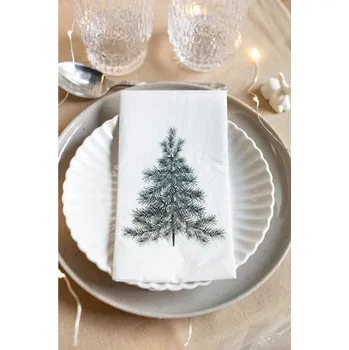 STOREFACTORY Papírové ubrousky JULGRAN 11x21cm 16ks bílé/dekor větvičky