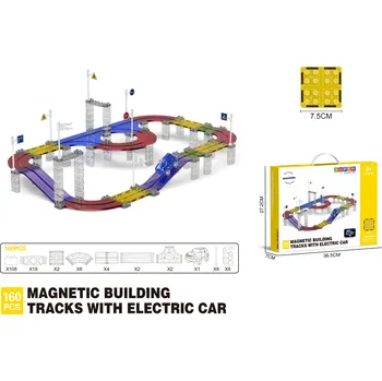 ostatní stavebnice Mamido Magnetická stavebnice závodní dráha s elektrickým autíčkem 160 dílů L MT1471