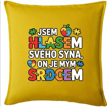 Polštář Autismus - Jsem hlasem svého syna, on je mým srdcem - Polštář 50x50 - 50x50 - Pouze potah ( Žlutá )