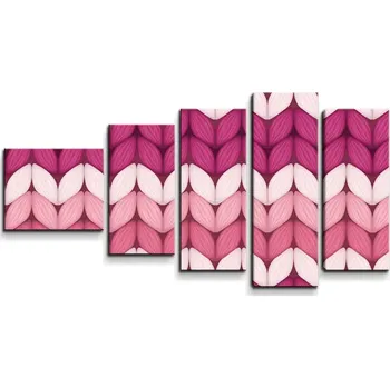 Obraz Sablio Obraz - 5-dílný Střídajíci růžové pletení - 100x60 cm