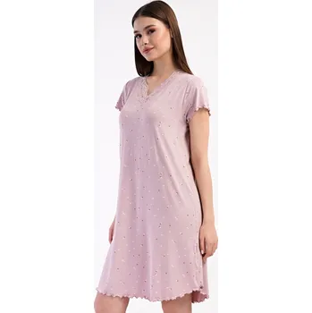 Dámské pyžamo Noční košile Iris s krátkým rukávem Vienetta, starorůžová 4XL i232_10184_55455957:starorůžová 4XL