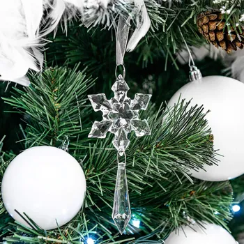 Vánoční dekorace OZDOBA KŘIŠŤÁLEK DIAMANT VÁNOČNÍ KOULE NA VÁNOČNÍ STROMEK 13cm DIAMANT