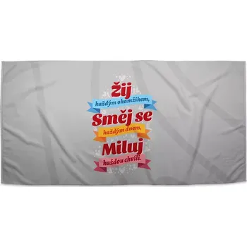 Sablio Ručník Žij, Směj se, Miluj - 30x50 cm